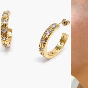 Adornia Swarovski Crystal Starburst Hoop Earrings